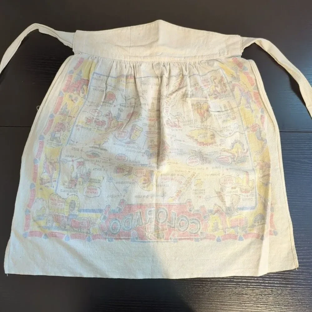 Vintage 40s/50s Colorado‎ State Landmarks Souvenir Travel Kitchen Apron